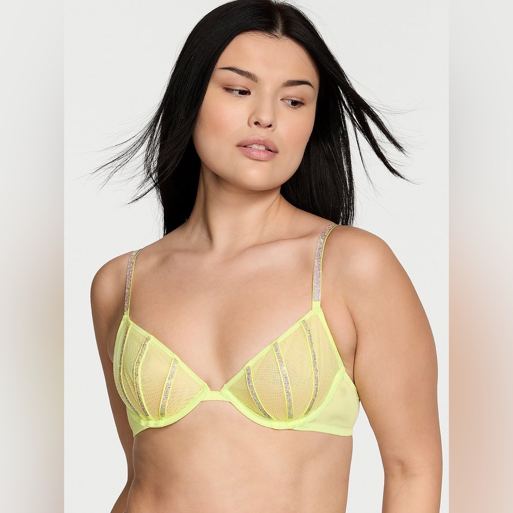 Victoria's Secret VERY SEXY Sheer Shine Unlined Low-Cut Demi Bra